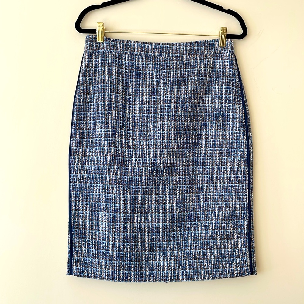 Women Black Geometrical Jacquard Tweed Pencil Skirt